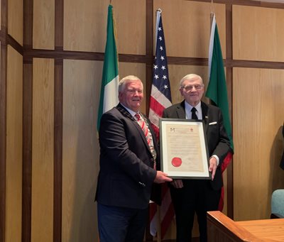 Mayo County Council Honours Gerry Quinn, Founder And President Of The Mayo Society Of Cleveland, With A Civic Reception