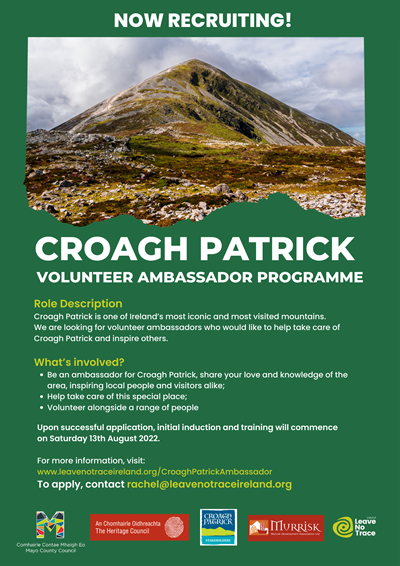 New Ambassador Programme To Promote Sustainable Use, Habitat Protection And Enhanced Visitor Experience On Croagh Patrick