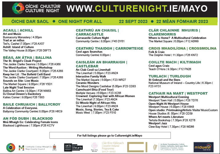 Culture Night Event Listings for 2023.
