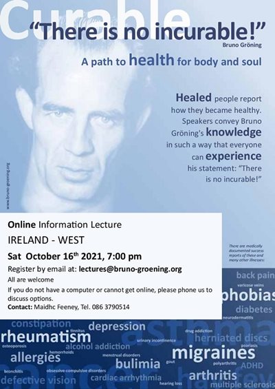 ONLINE Information Lecture for West of Ireland!  A natural Path to health for body and soul through 