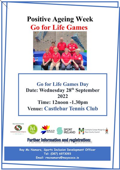 Positive Ageing Week Go for Life Games Day -28th Sept 2022