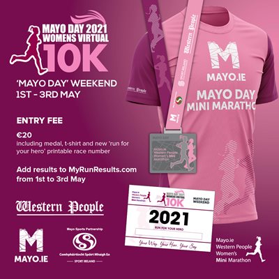 Mayo Day 2021 Womens Virtual 10K 1st-3rd May - Registrations Now Open